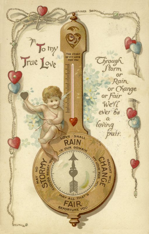 Valentines kort, der involverer barometer af English School