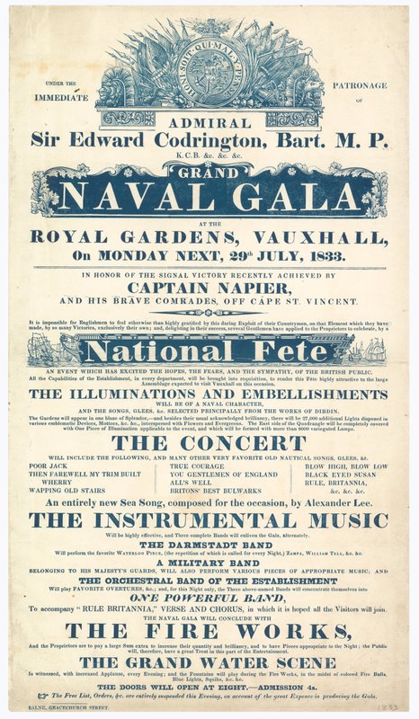 Vauxhall Gardens, Grand Naval Gala, Admiral Sir Edward Codrington af English School