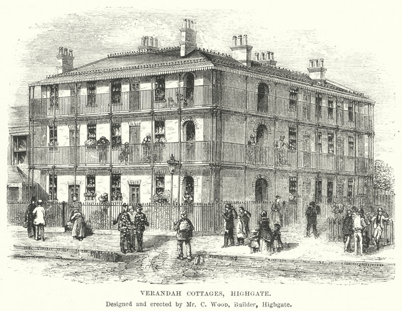 Verandah Cottages, Highgate (gravering) af English School