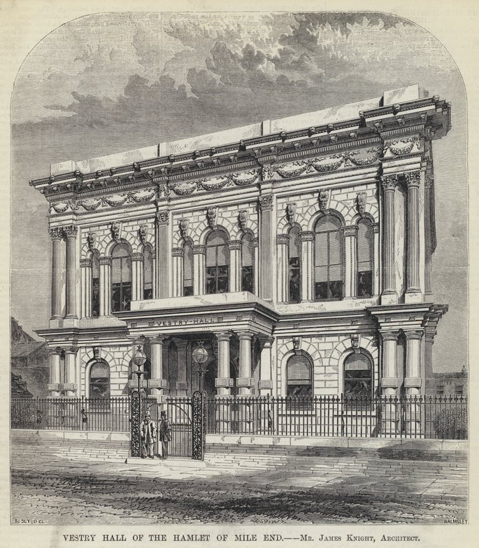 Vestry Hall of the Hamlet of Mile End (gravering) af English School