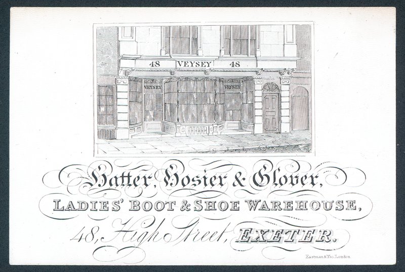 Veysey, hattemager, strømpebukser & glover, byttekort af English School