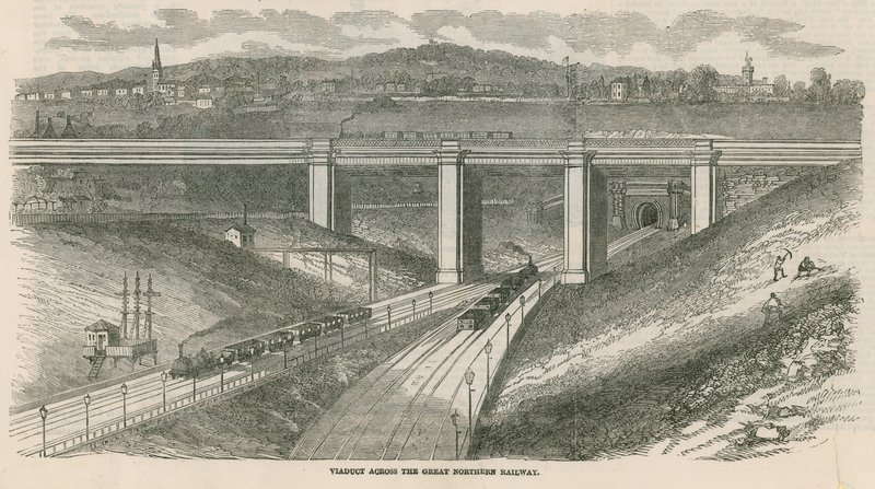 Viadukt på tværs af Great Northern Railway, London af English School