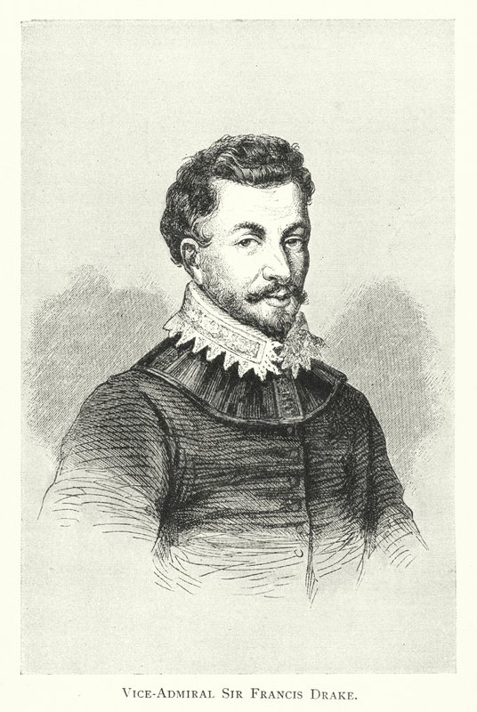Viceadmiral Sir Francis Drake (gravering) af English School