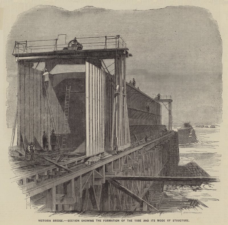 Victoria Bridge, snit der viser rørets dannelse og dets opbygning (stik) af English School