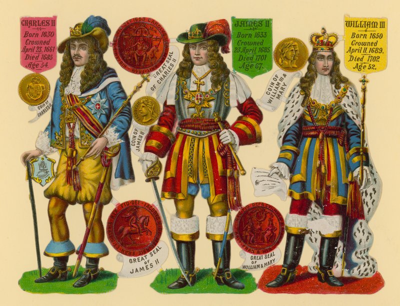 Victoriansk skrot: Kong Charles II, kong James II, kong William III af English School