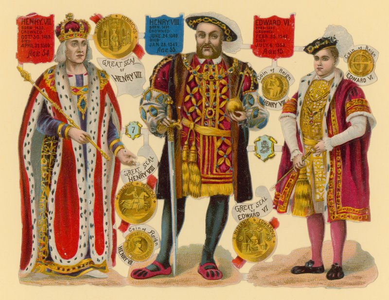Victoriansk skrot: Kong Henrik VII, Kong Henrik VIII, Kong Edward VI af English School