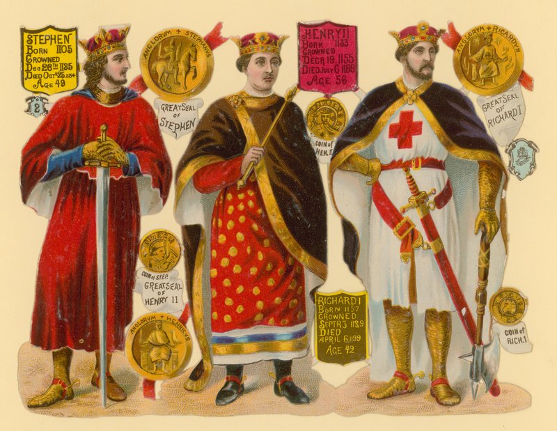 Victoriansk skrot: King Stephen, King Henry II, King Richard I af English School