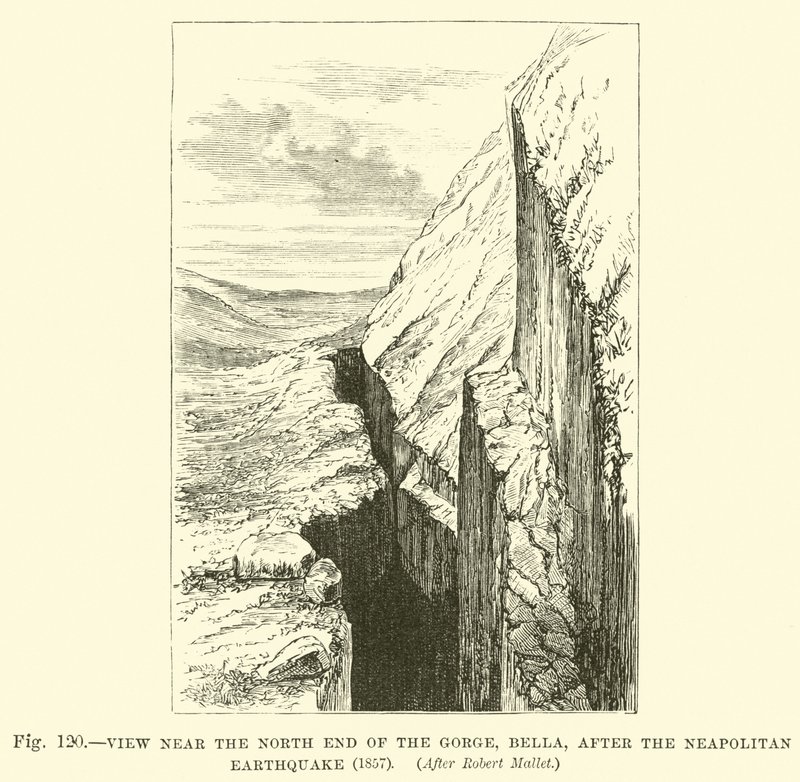 View near the north end of the Gorge, Bella, after the Neapolitan Earthquake, 1857  af English School