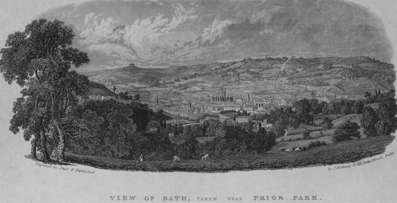 Udsigt over Bath, taget nær Prior Park (gravering) af English School