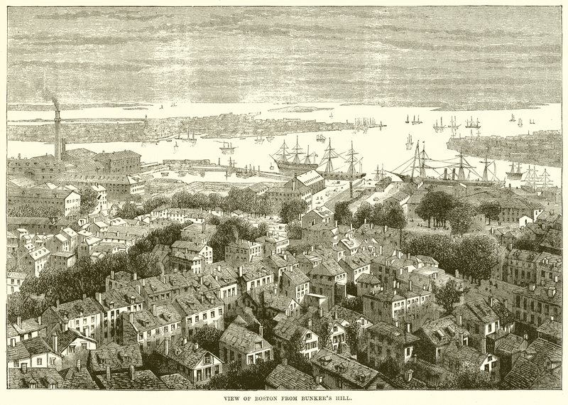 Udsigt over Boston fra Bunkers Hill af English School