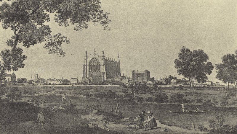 Udsigt over Eton College, ca 1747 (gravure) af English School
