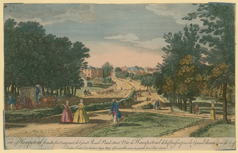 Udsigt over Hampstead fra gangbroen ved siden af Great Road, Pond Street af English School