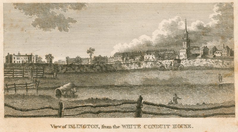 Udsigt over Islington fra White Conduit House, Pentonville, London af English School