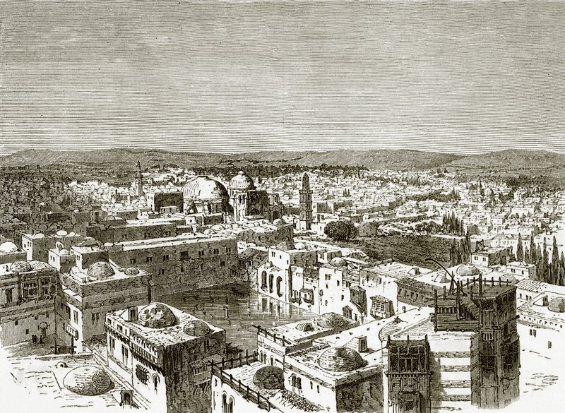 Udsigt over Jerusalem fra over Ezekias-dammen af English School