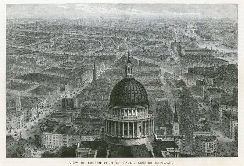 Udsigt over London fra St. Pauls Cathedral, mod øst af English School