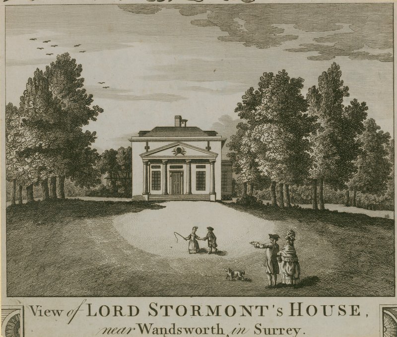 Udsigt over Lord Stormonts House nær Wandsworth i Surrey af English School