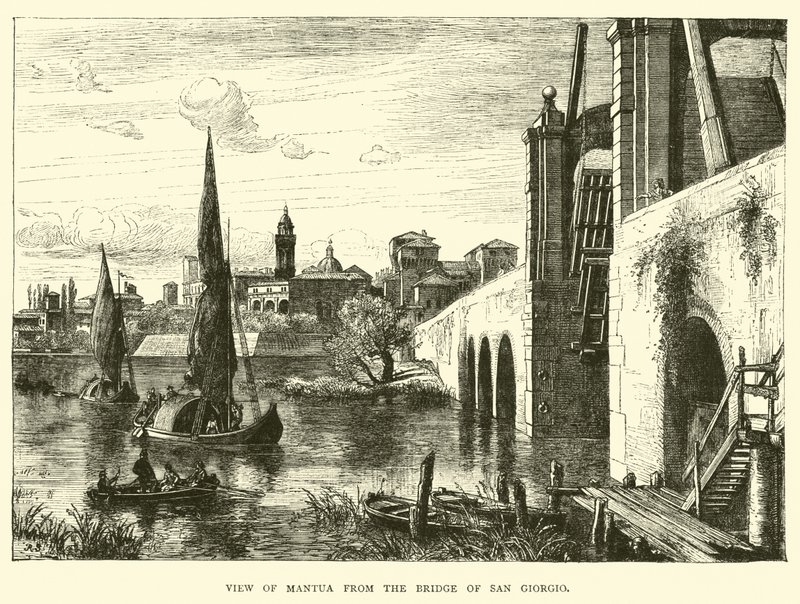 View of Mantua from the Bridge of San Giorgio  af English School