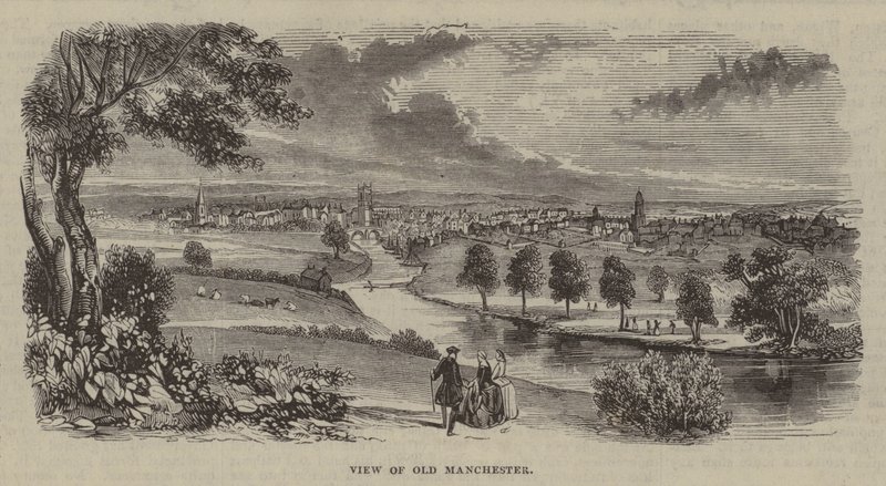 Udsigt over Old Manchester (gravering) af English School