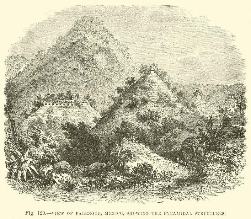 View of Palenque, Mexico, showing the pyramidal structures  af English School