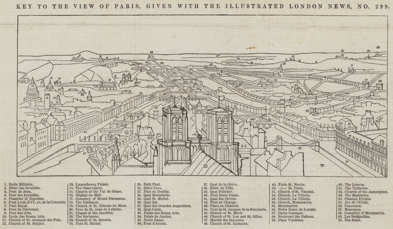 Udsigt over Paris, givet med The Illustrated London News (gravering) af English School