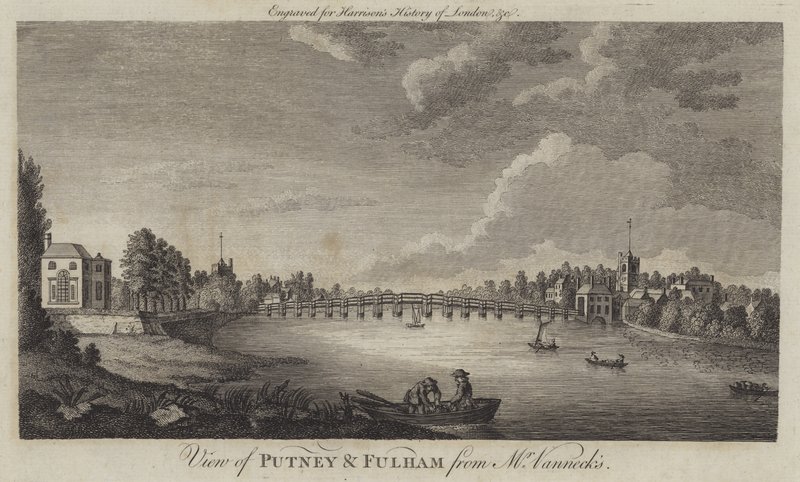 Udsigt over Putney og Fulham fra Mr Vannecks (gravering) af English School