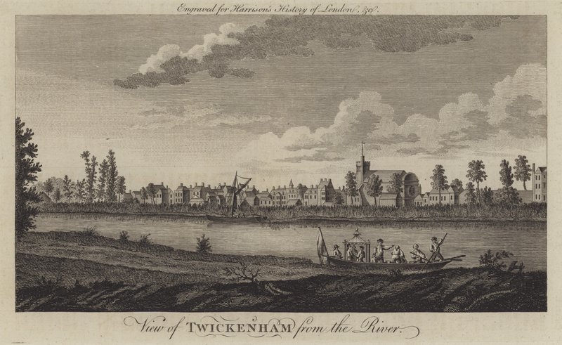 Udsigt over Twickenham fra Themsen (gravering) af English School