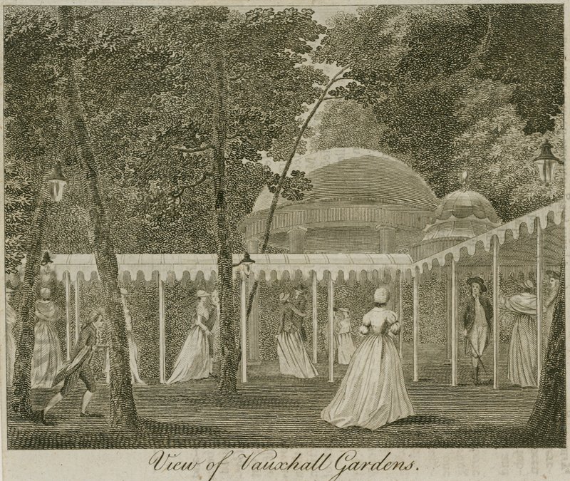 Udsigt over Vauxhall Gardens, London af English School