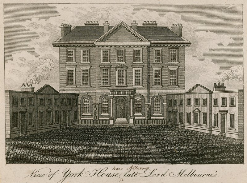 Udsigt over York House (senere Albany), afdøde Lord Melbournes hus af English School