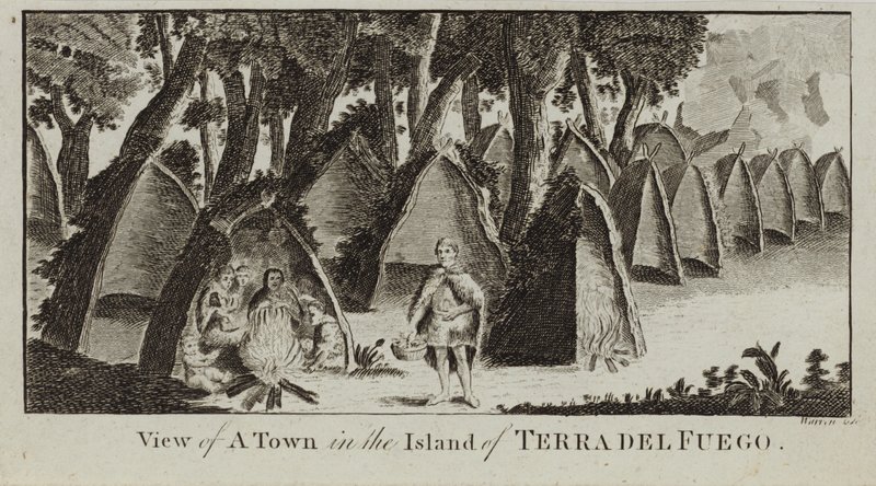 Udsigt over en by på øen Terra del Fuego af English School