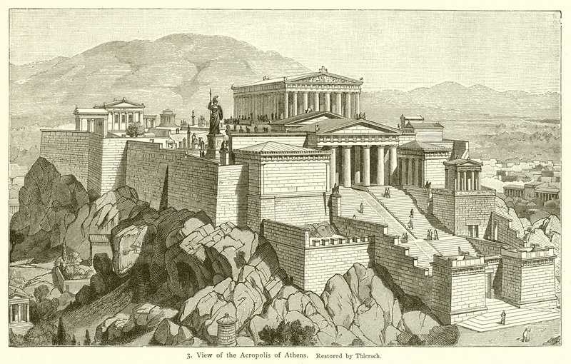 Udsigt over Akropolis i Athen af English School