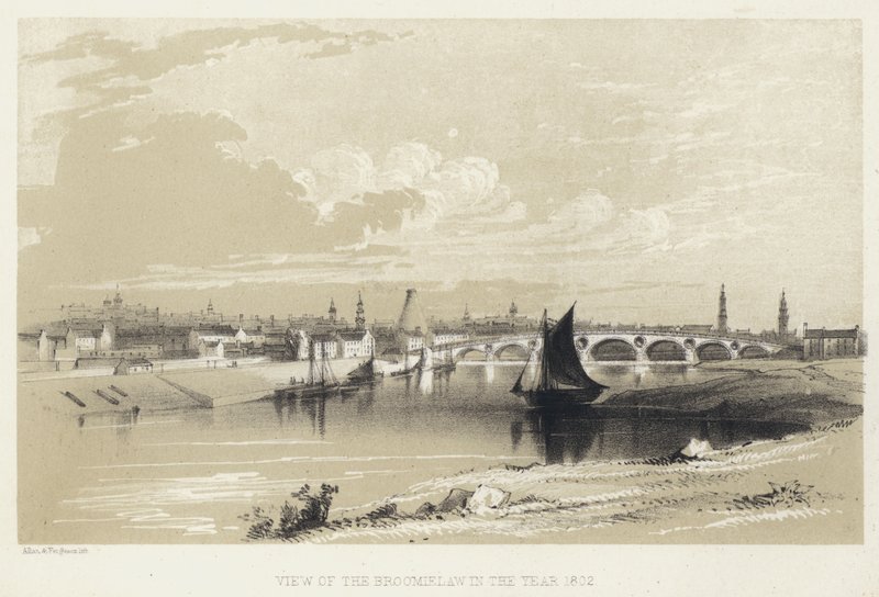 Udsigt over Broomielaw i år 1802 (gravering) af English School