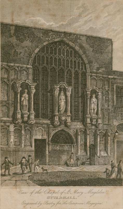 Udsigt over St Mary Magdalens kapel, Guildhall, London af English School