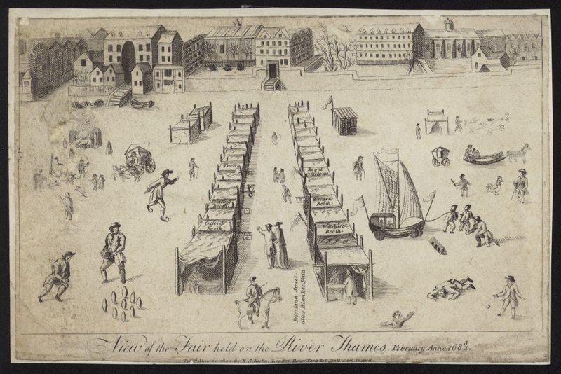Udsigt over messen afholdt ved Themsen, 1683-1684 af English School