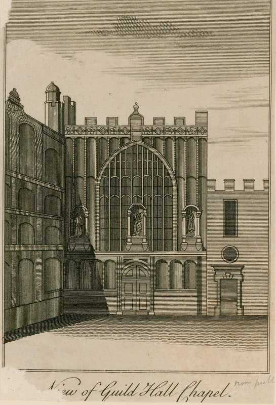 Udsigt over Guildhall Chapel, London af English School
