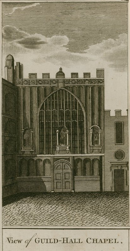Udsigt over Guildhall Chapel, London af English School