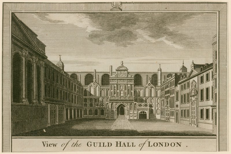 Udsigt over Guildhall, London af English School