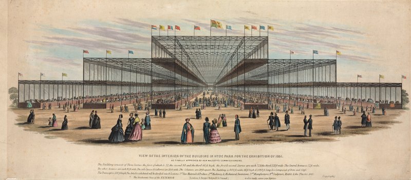 Udsigt over det indre af bygningen i Hyde Park til udstillingen i 1851 af English School