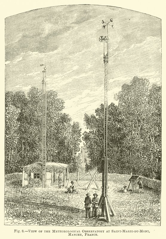 Udsigt over det meteorologiske observatorium ved Saint-Marie-du-Mont, Manche, Frankrig af English School