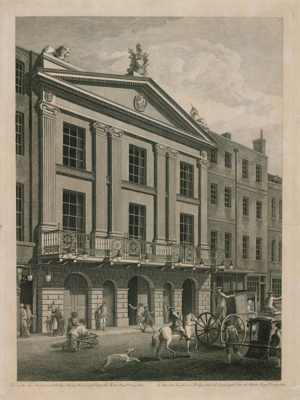 Udsigt over den nye front mod Bridges Street, hovedindgangen til Theatre Royal Drury Lane af English School