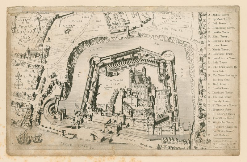 Udsigt over Tower of London i 1553 af English School