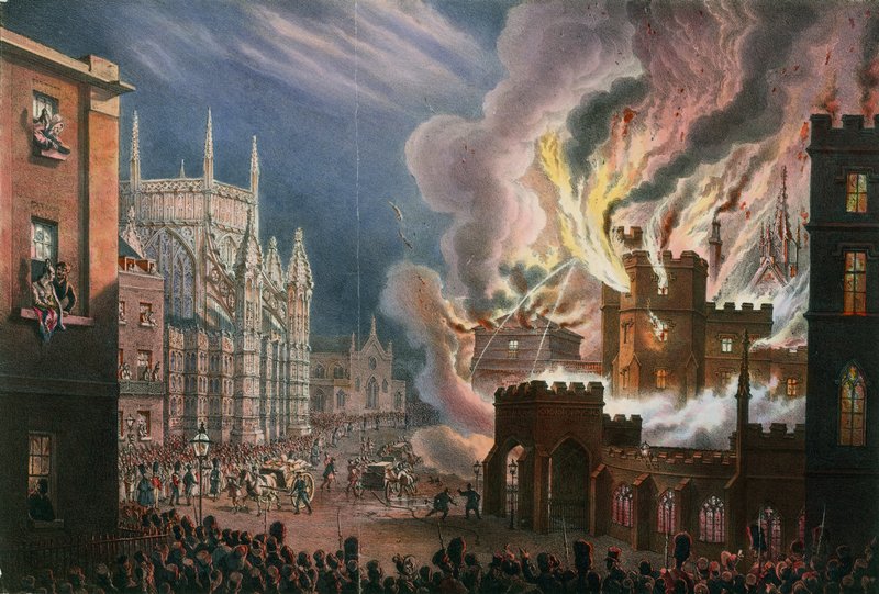 Udsigt over ødelæggelsen af begge parlamentshuse, 16. oktober 1834 af English School