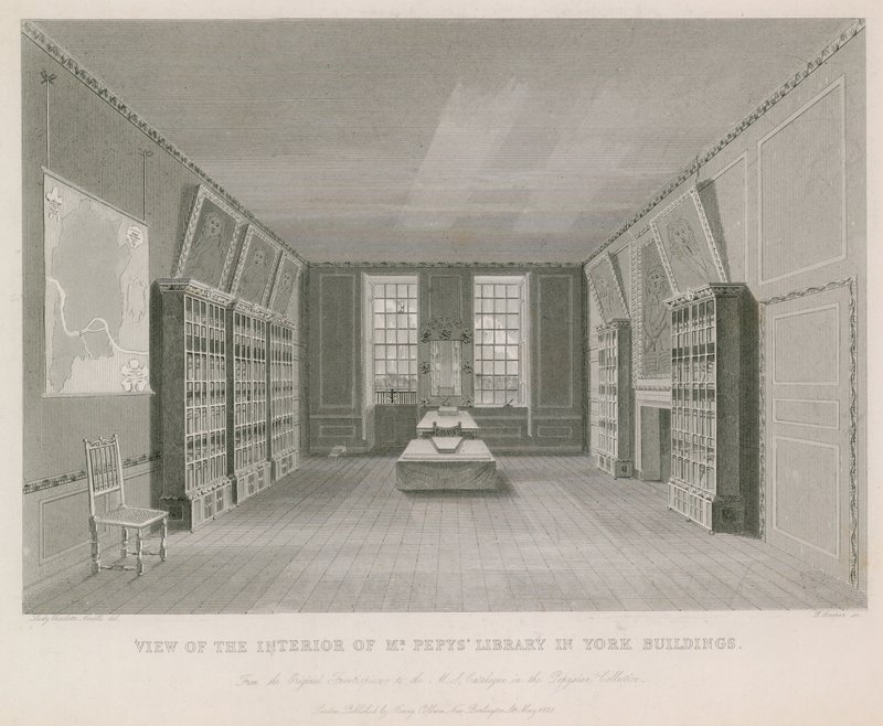 Udsigt over det indre af Mr Pepys Library i York Building af English School