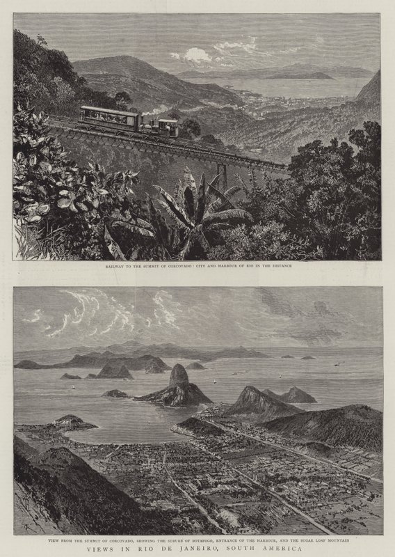 Udsigt i Rio de Janeiro, Sydamerika (gravering) af English School