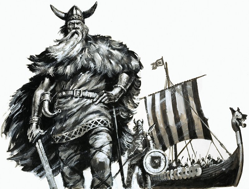 Vikinge og langskib af English School