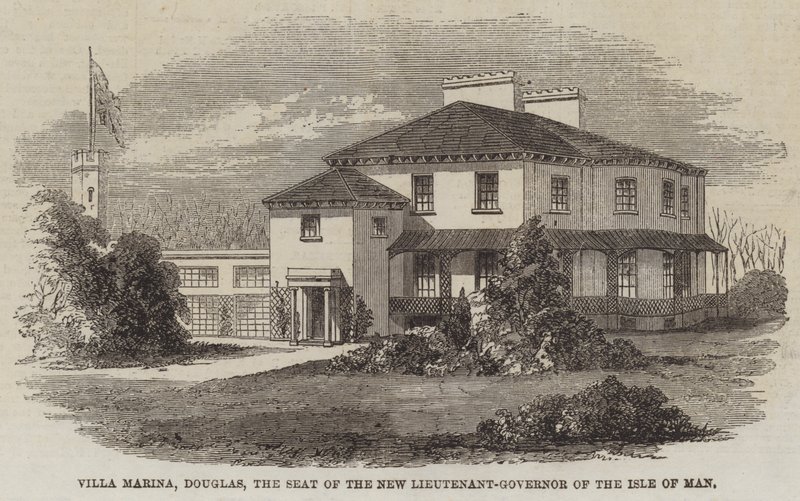 Villa Marina, Douglas, sæde for den nye løjtnant-guvernør på Isle of Man (gravering) af English School