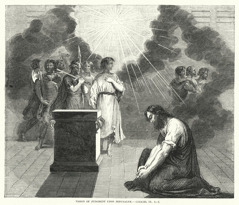 Syn om dommen over Jerusalem, Ezekiel IX af English School