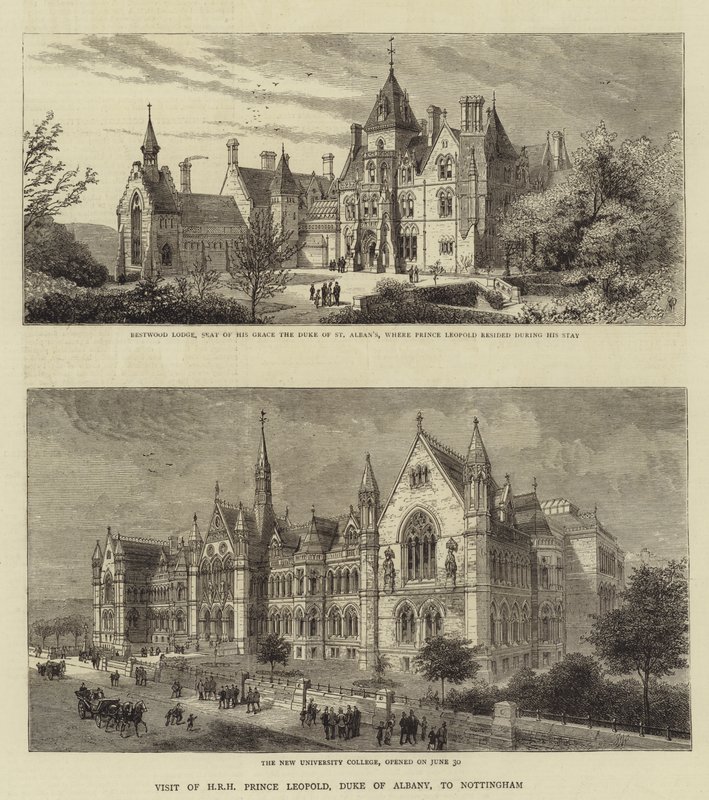 Besøg af HKH Prins Leopold, hertug af Albany, i Nottingham (gravering) af English School