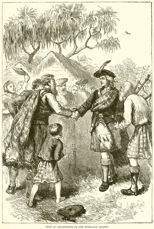 Besøg af Oglethorpe til højlandskolonien af English School