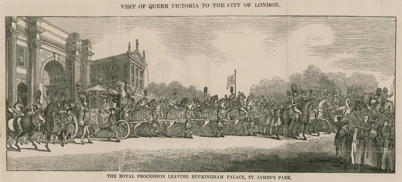 Besøg af dronning Victoria til City of London og forlader Buckingham Palace af English School