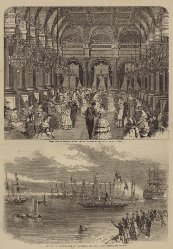 Besøg af Victor Emmanuel II af Italien (gravering) af English School